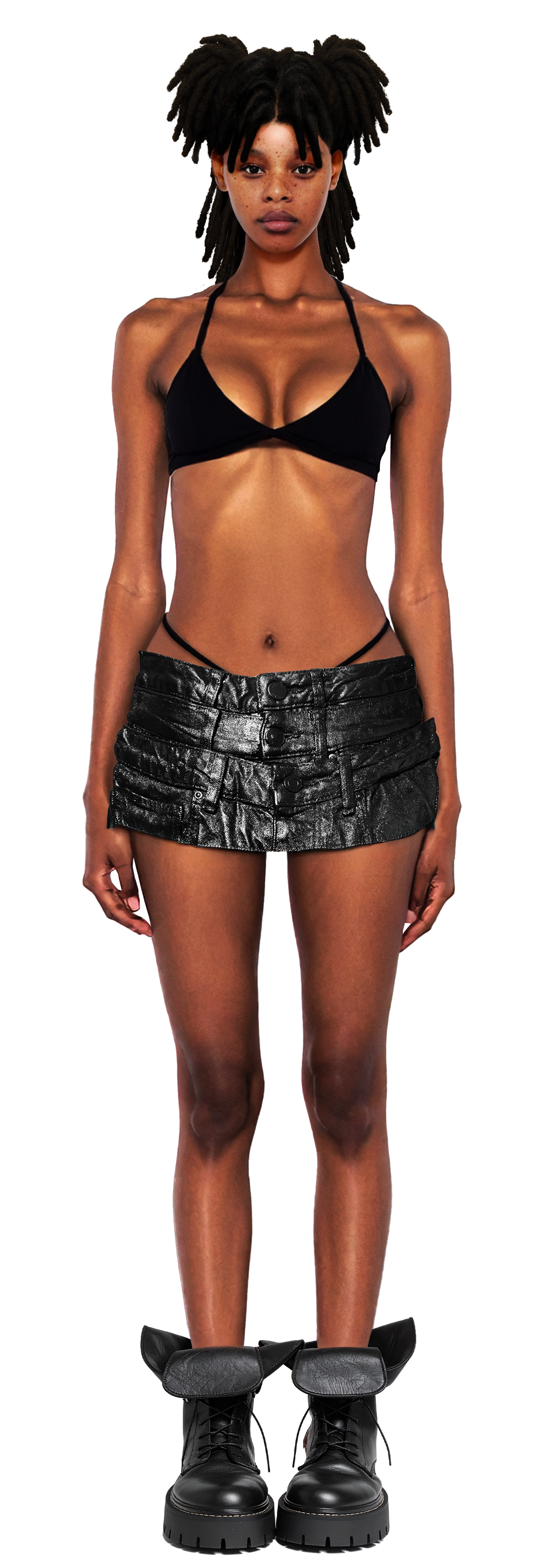 "WAXED" TRIPLE SKIRT