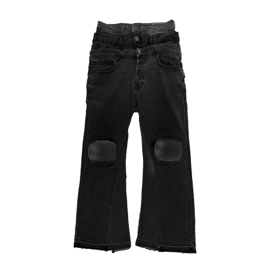 CUSTOM BLACK TRIPLE KNEEPAD JEANS