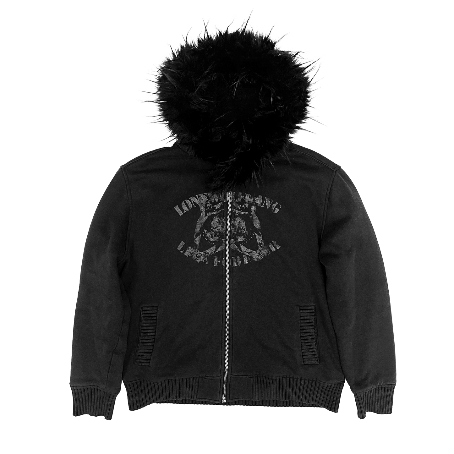 BREAK-UP BLACK FUR HOODIE