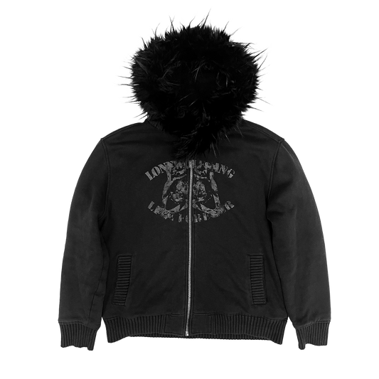 BREAK-UP BLACK FUR HOODIE