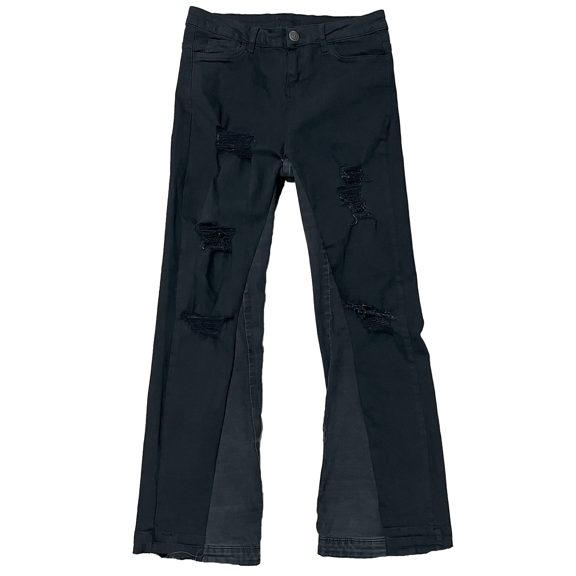 30W 28L DISTRESSED BLACK FLARE JEANS – Lonewolfgang