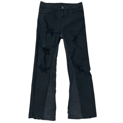 30W 28L - DISTRESSED BLACK FLARE JEANS